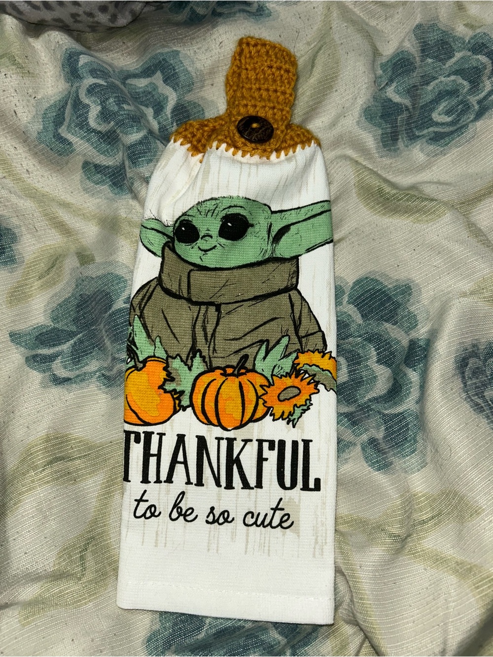 Baby Yoda Fall Thanksgiving Kitchen Towel